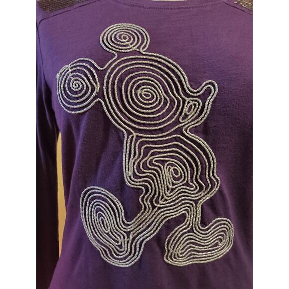 Disney Parks Women's Mickey Mouse Sequin Bling Purple Long Sleeve Top Size M - Picture 2 of 10